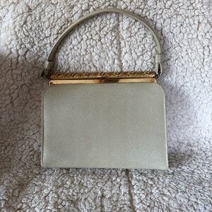 Vintage after five Cream Handbag with Gold Accent